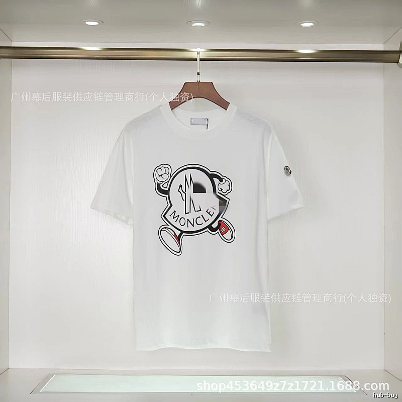Moncler Cartoon Print Casual Style White T-Shirt