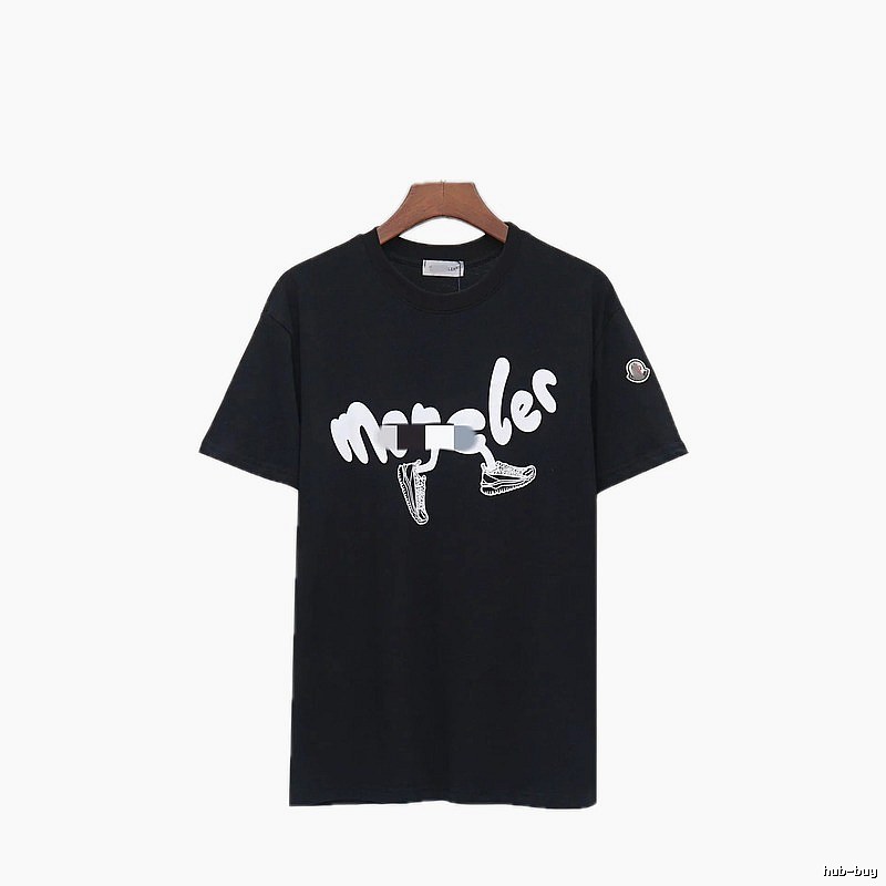 Moncler Casual Printed Black Short Sleeve T-Shirt