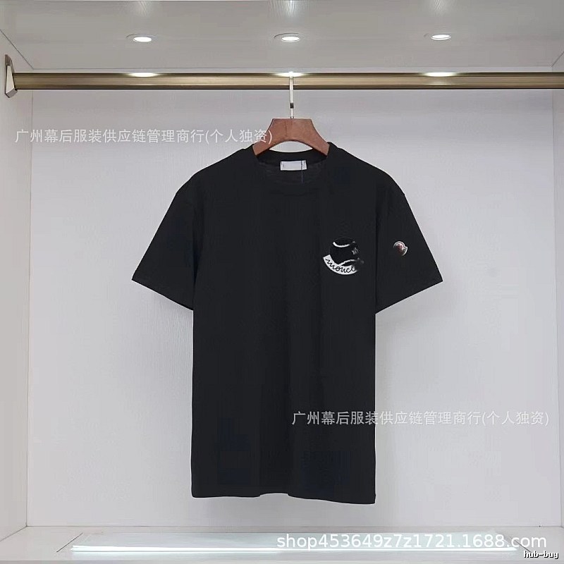 Moncler Embroidered Casual Black Short-sleeve T-shirt