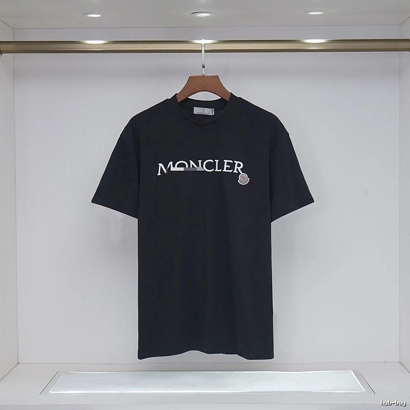 Moncler Embroidered Casual-Style Black T-Shirt