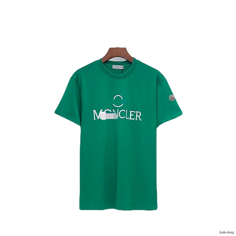 Moncler Embroidered Casual Style Green T-Shirt