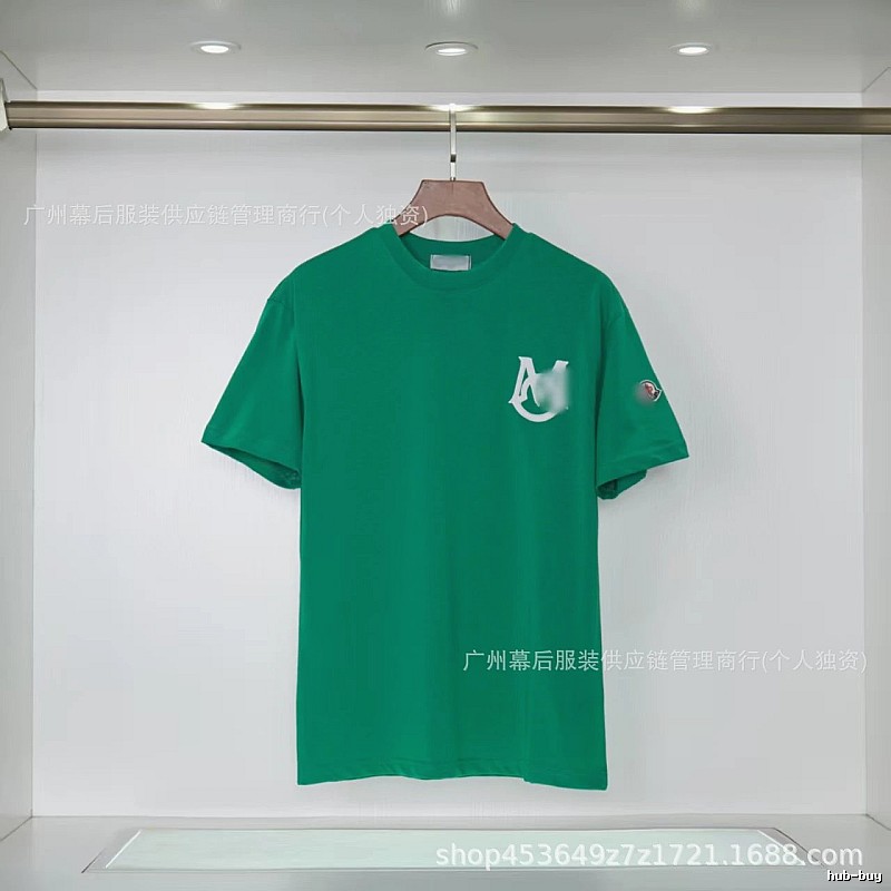 Moncler Letter Print Casual Style Green Short-sleeve T-shirt