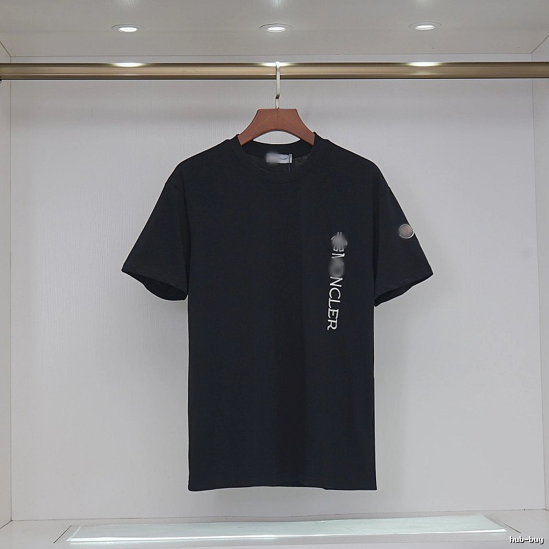 Moncler Letter Print Minimalist Style Black T-Shirt