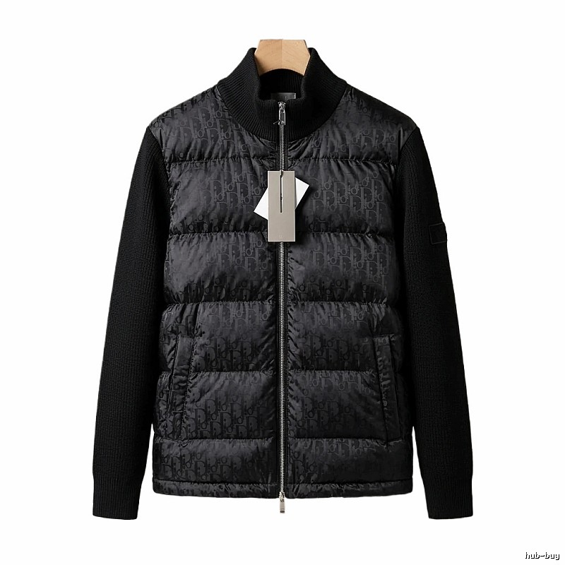 Moncler letter - printed black down jacket