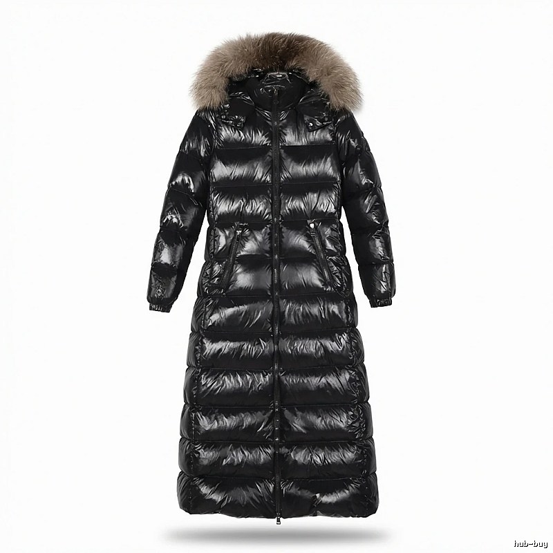 Moncler long shiny black down jacket