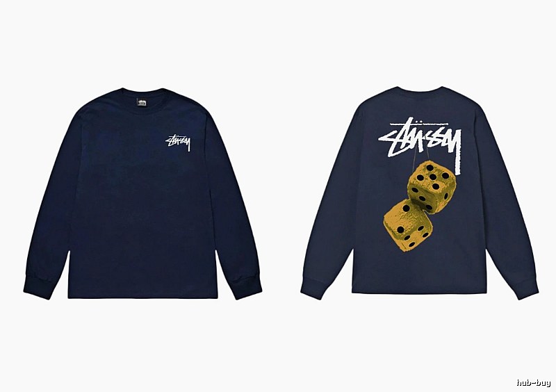 Navy long-sleeved shirt with Stussy dice print