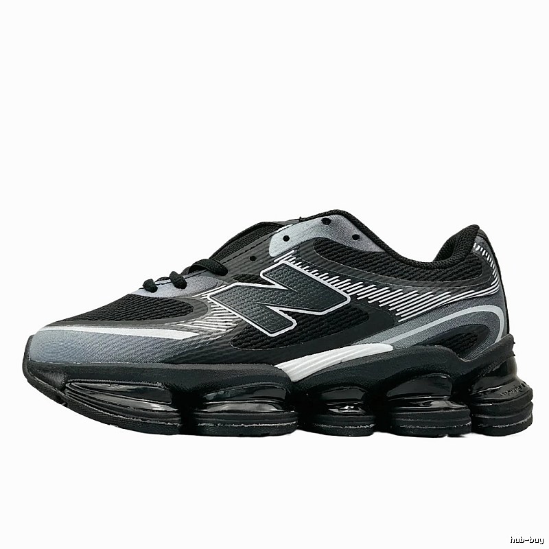 New Balance retro-style black and grey running shoes