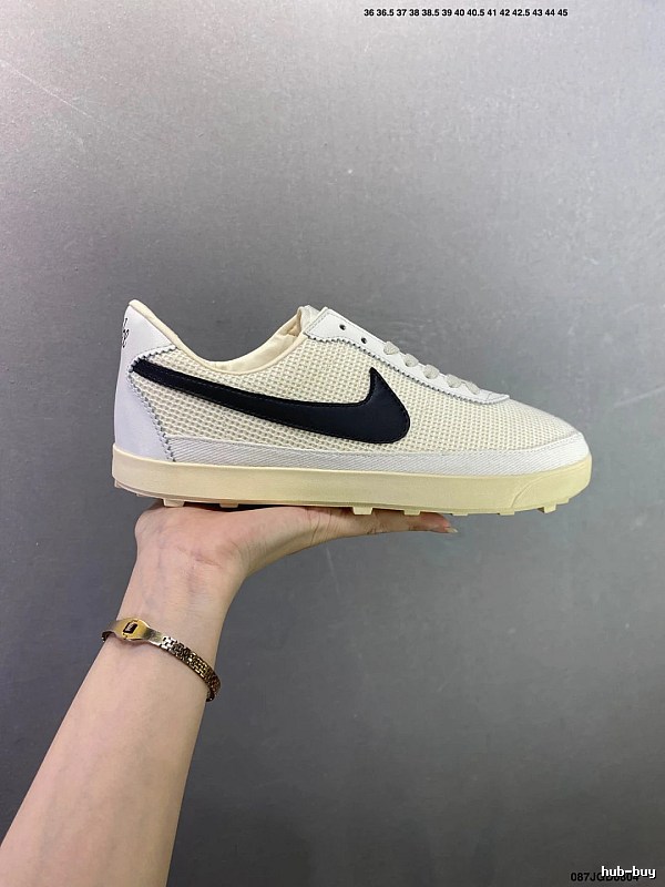 Nike White and Black Ventilated Panels Waffle-Sole Runners
