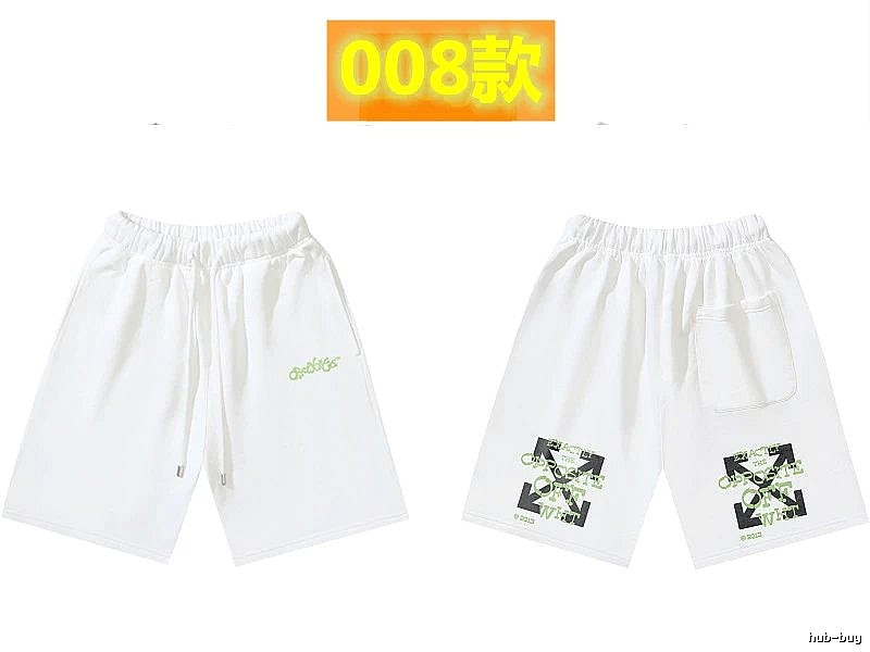 Off-White 008 style white trendy brand shorts