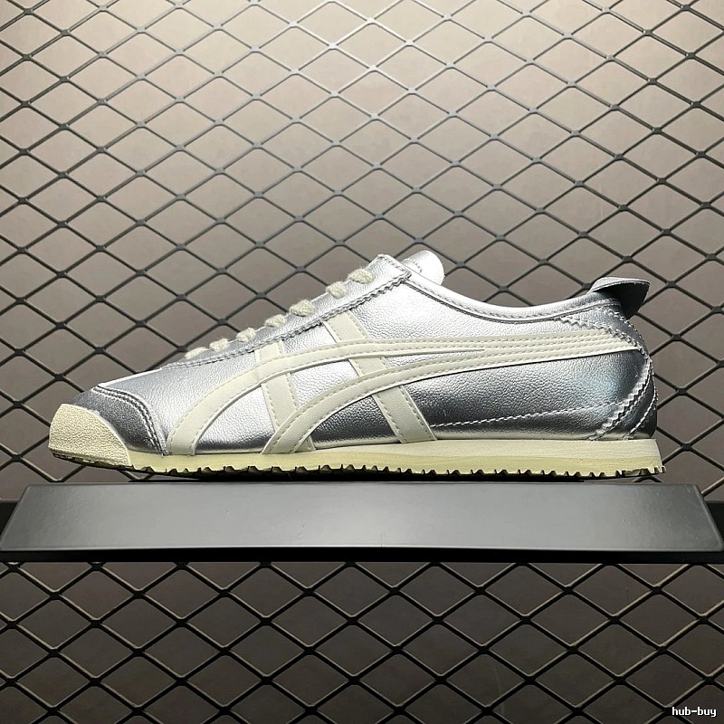 Onitsuka Tiger Low-Top Sneakers, Classic Lace-Up in Silver and Cream