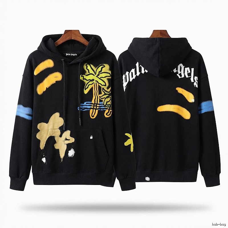 Palm Angels Graffiti-style Black Hoodie