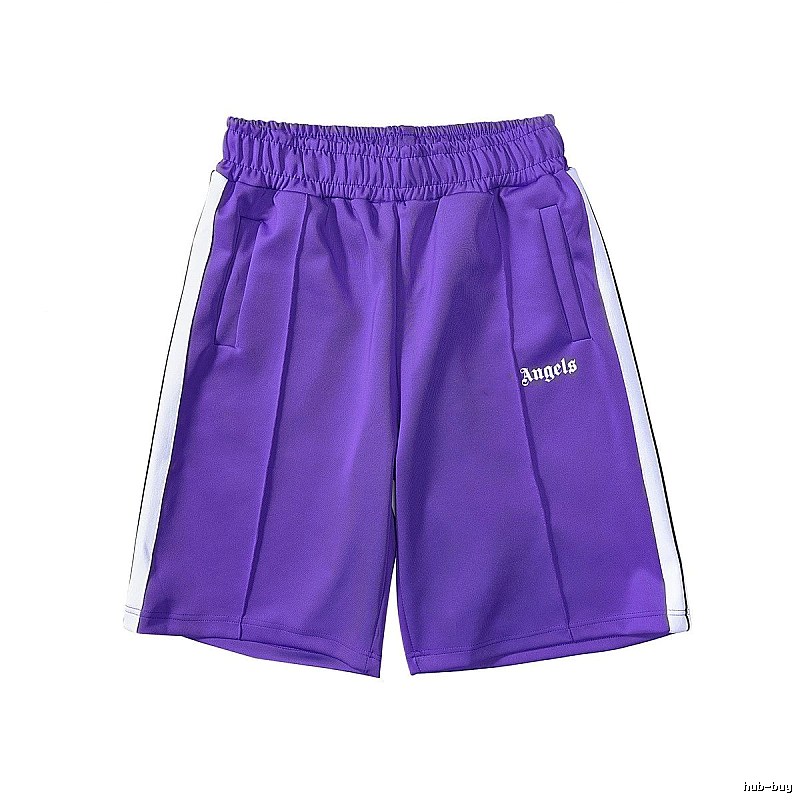 Palm Angels Patterned Track shorts Black Side Stripe with Polished Detail