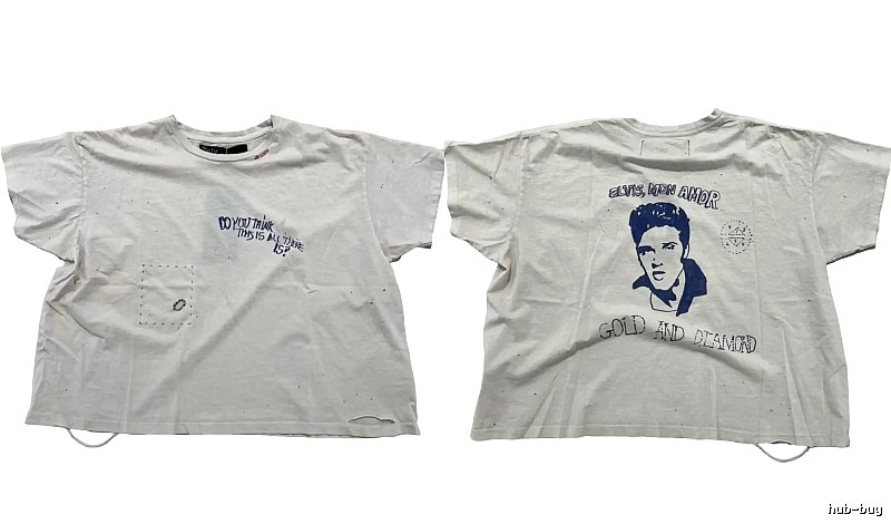 Paly Hollywood Elvis Vintage Distressed White T-Shirt