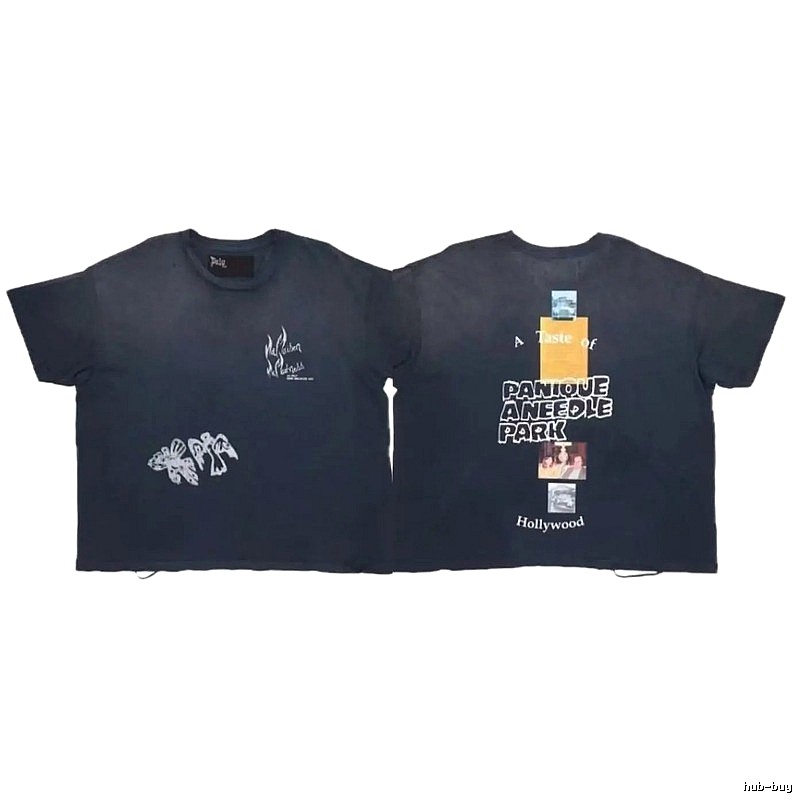 Paly Hollywood Print Vintage Style Navy Blue T-shirt