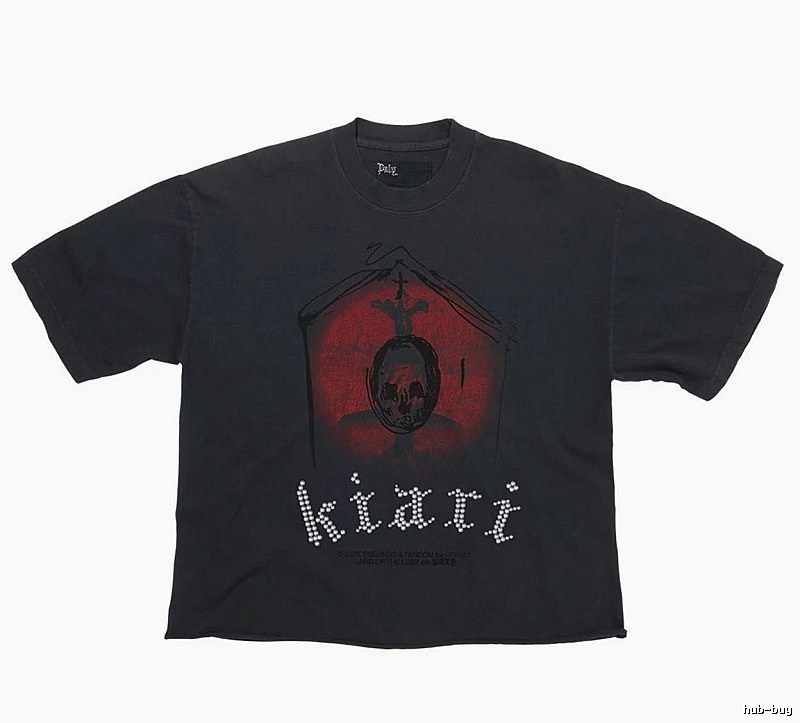 Paly Hollywood Skull Dark Distressed Black T-Shirt
