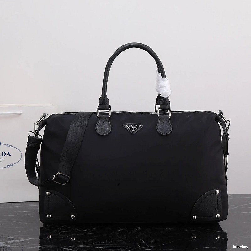 Prada Duffel Bag with Black Nylon Duffel Detail
