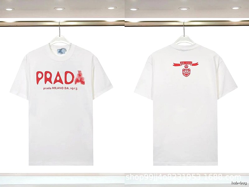 Prada Graffiti Collection Casual Style White Short-sleeve T-shirt