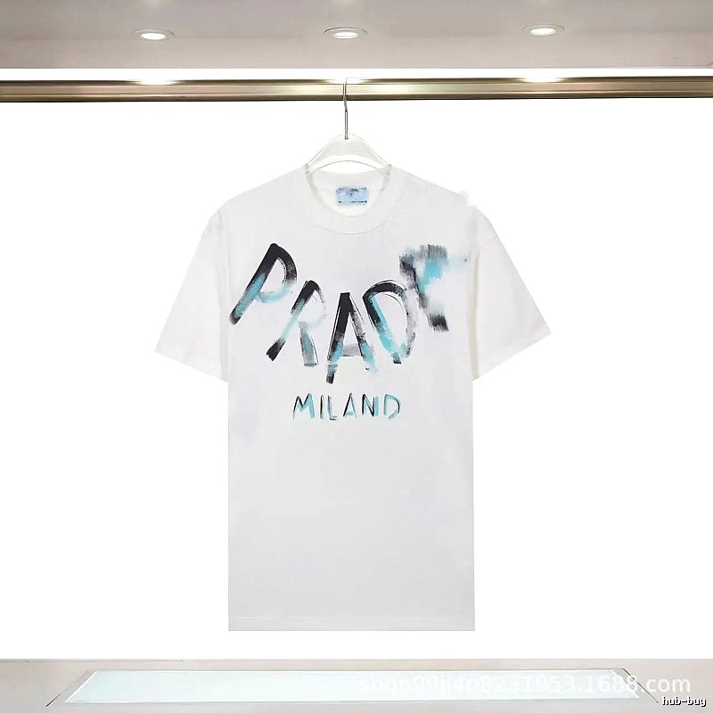 Prada Graffiti Street Style White Short-sleeve T-shirt