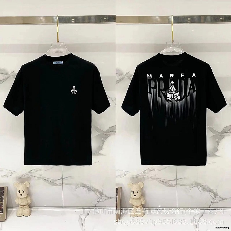 Prada Marfa Streetwear Style Black Short-sleeve T-shirt