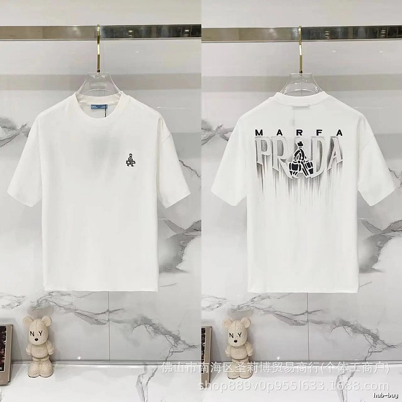 Prada MARFA Streetwear Style White Short-Sleeve T-Shirt
