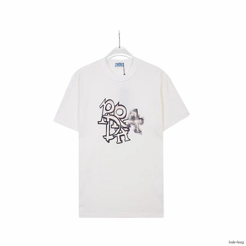 Prada Overlapping Print Street Style White Short Sleeve T-Shirt
