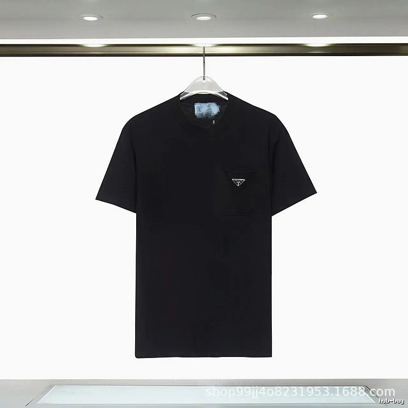 Prada Triangle Logo Minimalist Style Black Short-sleeve T-shirt