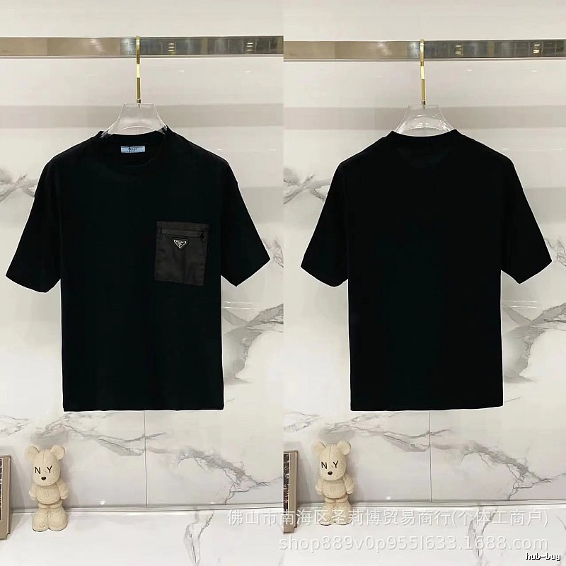 Prada Triangle Logo Minimalist Style Black Short-sleeve T-shirt