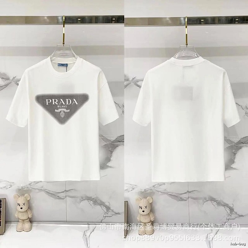 Prada Triangle Logo Minimalist Style White T-Shirt