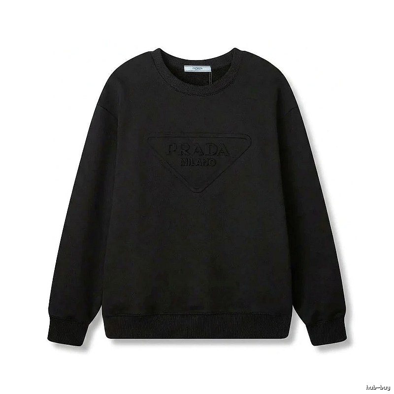 Prada triangular logo simple black sweatshirt