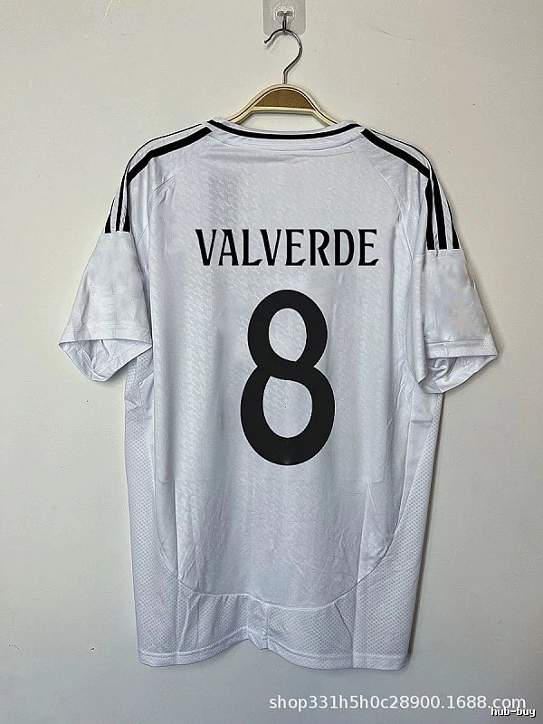 Real Madrid Streetwear Bellingham #5 soccer jersey White Real Madrid with Logo Accent