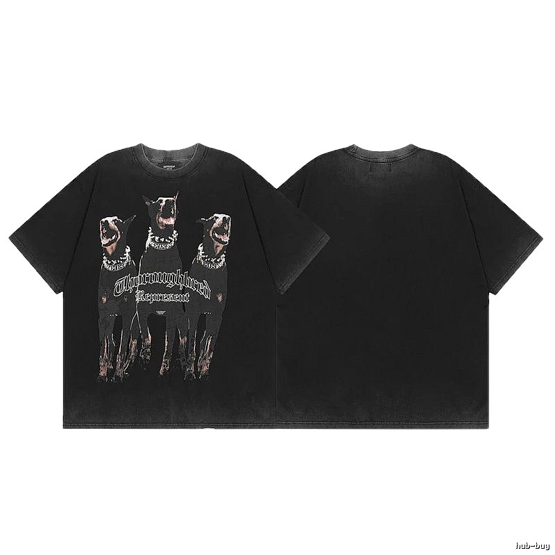 Represent Doberman Print Vintage Style Black Short-sleeve T-shirt
