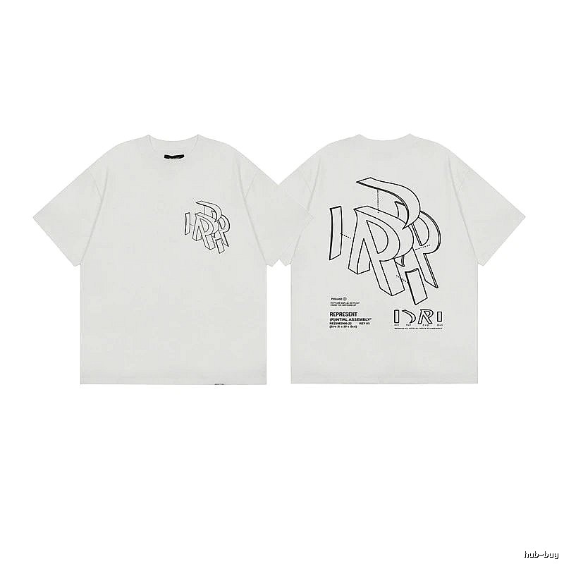 Represent Geometric Print Street-style Off-white T-shirt