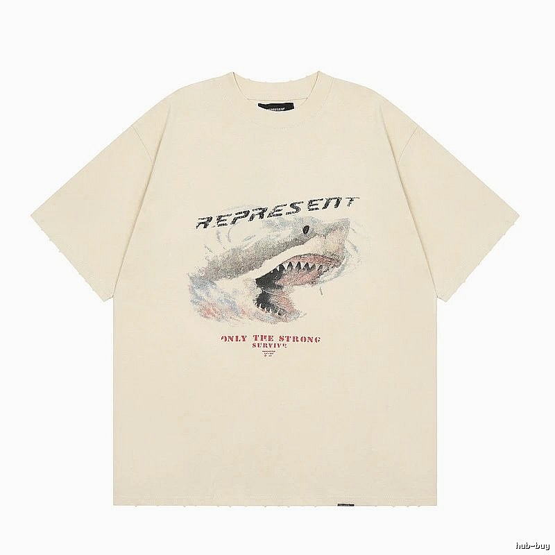 Represent Shark Print Vintage Beige T-Shirt