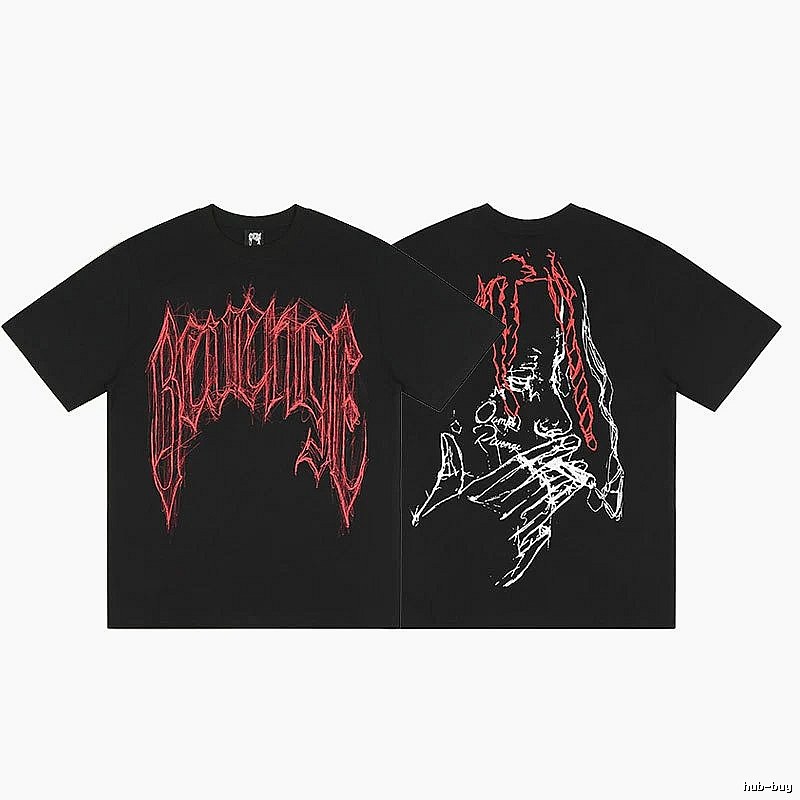 Revenge Black Skull Graphic T-Shirt Signature Detail