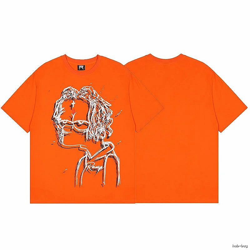 Revenge Orange Skull Graphic T-Shirt Color Pop