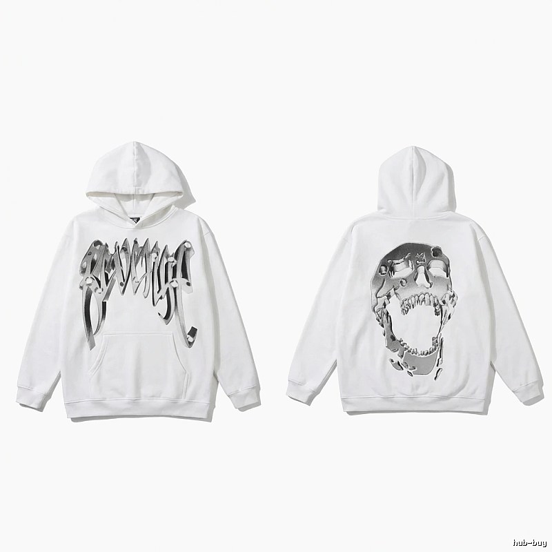 Revenge Skull Trendy Cool White Hoodie