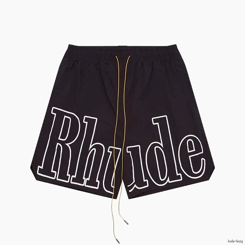 RHUDE letter-style black shorts