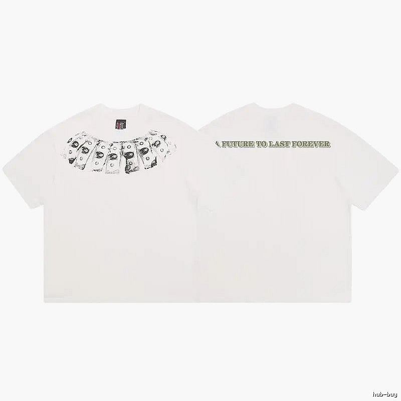 SAINT Dollar Bill Print Street Style White T-Shirt