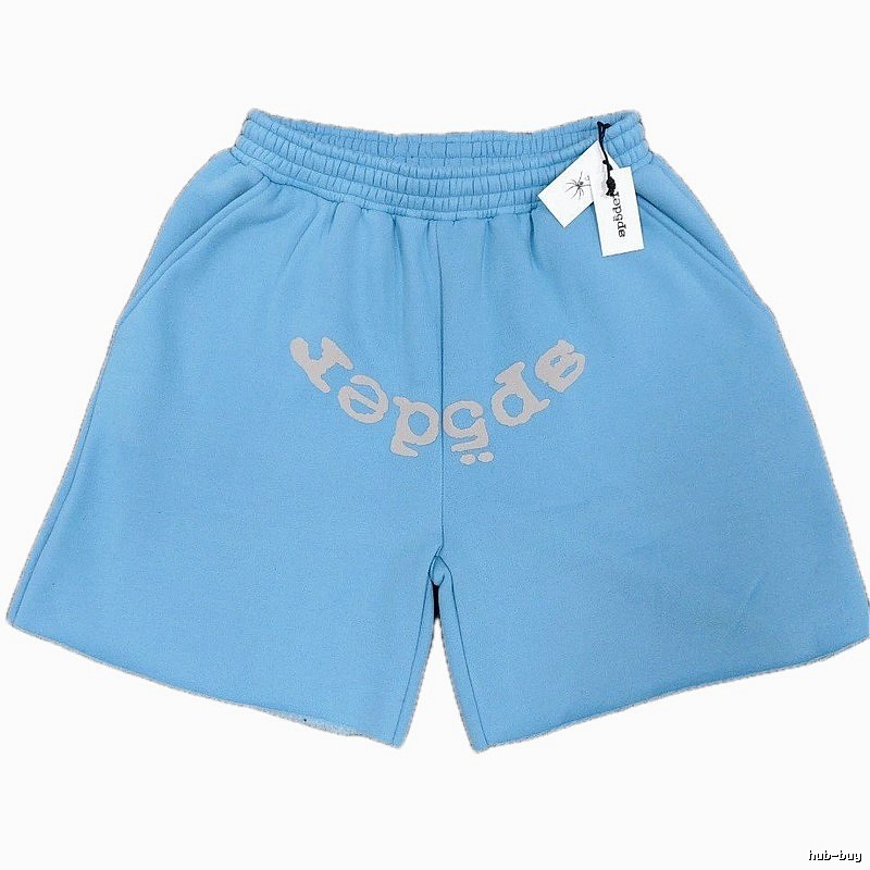 Sp5der Foam Print Street Style Light Blue Shorts
