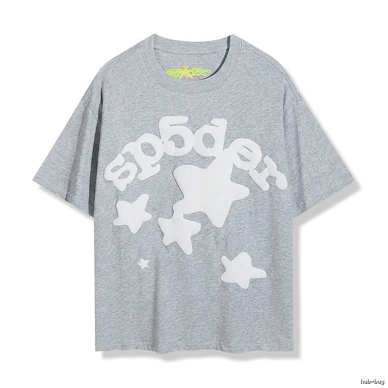 Sp5der Gray T-shirt with Star Print