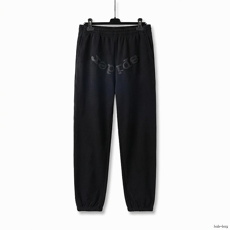 Sp5der Letter Trendy brand Black Sweatpants