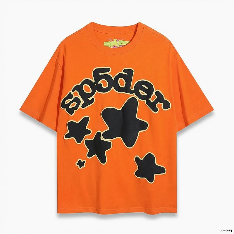 Sp5der Orange Star Print Short-sleeve