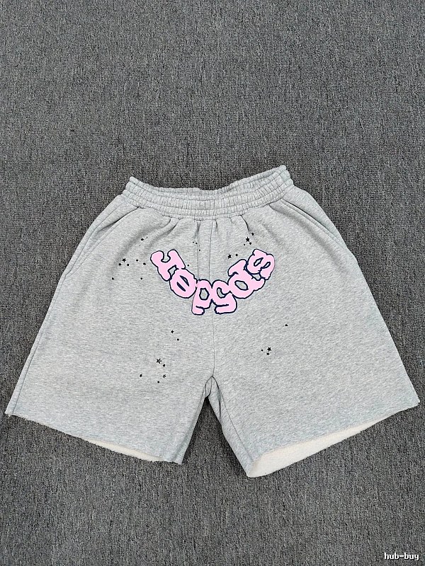 Sp5der Printed Street Style Grey Shorts