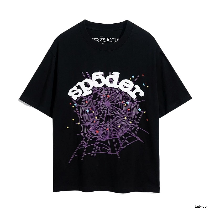 Sp5der Spider Web Print Black Trendy T-shirt