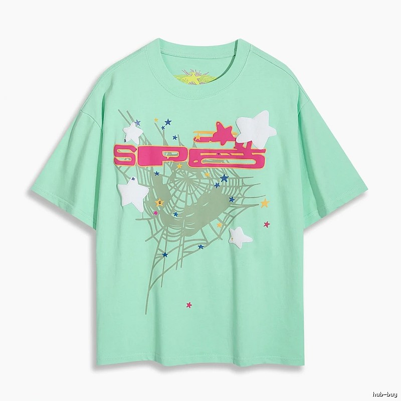 Sp5der star - printed light green T - shirt