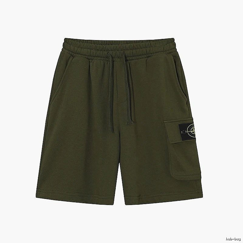 Stone Island Classic Workwear Style Army Green Casual Shorts