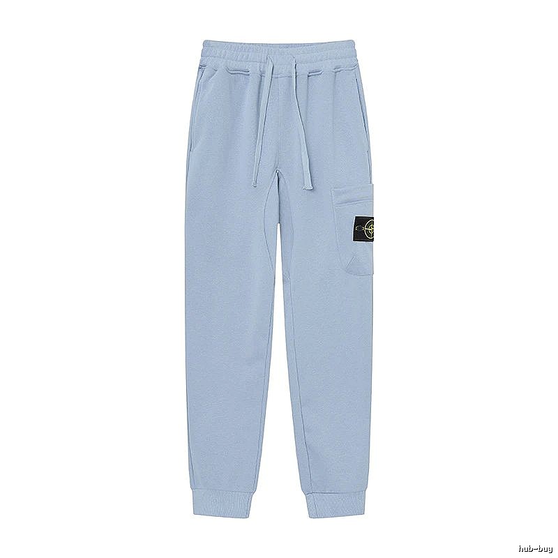 Stone Island Compass Badge Street Style Light Blue Cuffed Jogger Sweatpants