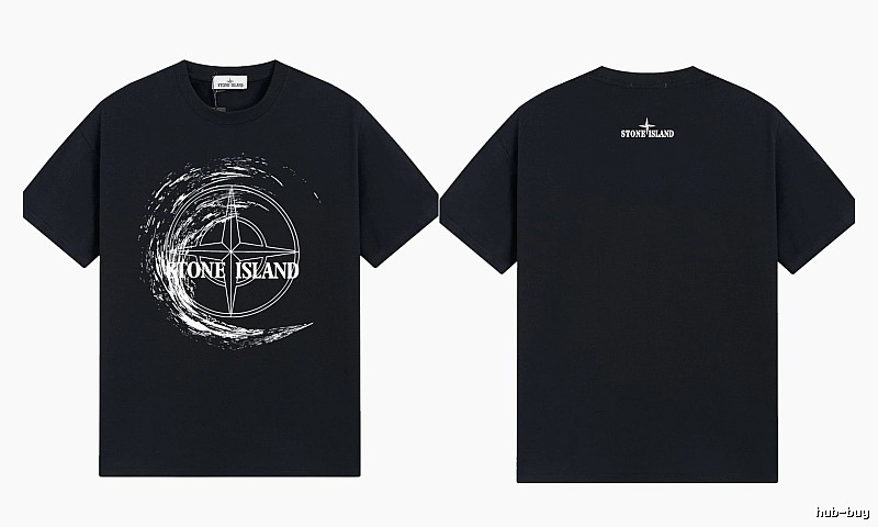 Stone Island Compass Print Street Style Black T-Shirt