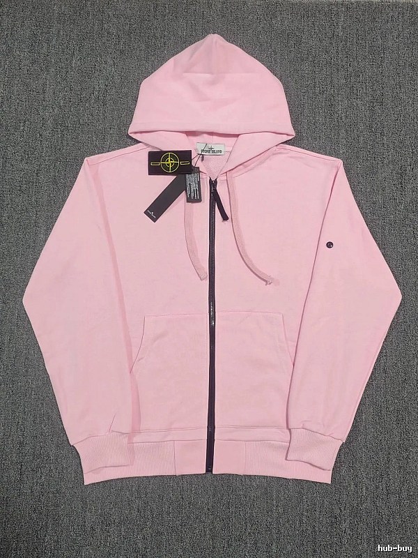 Stone Island Pink Zip Hoodie Casual Layering