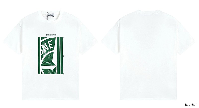 Stone Island Printed Street Style White Short Sleeve T-Shirt